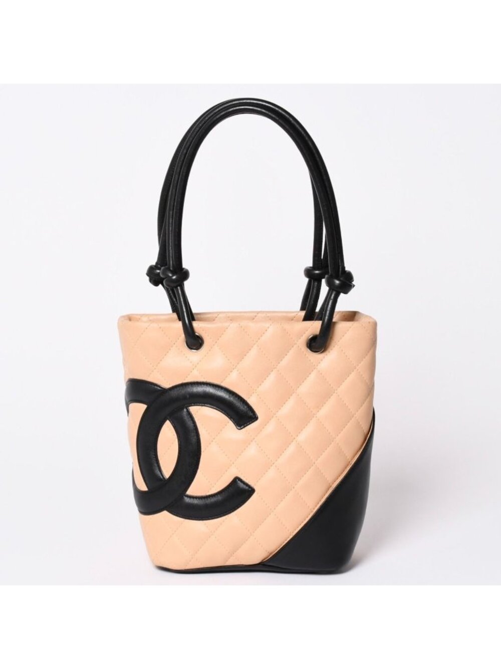 Chanel Canbon Cambon Line Small Tote Bag CC Logo Calfskin Beige